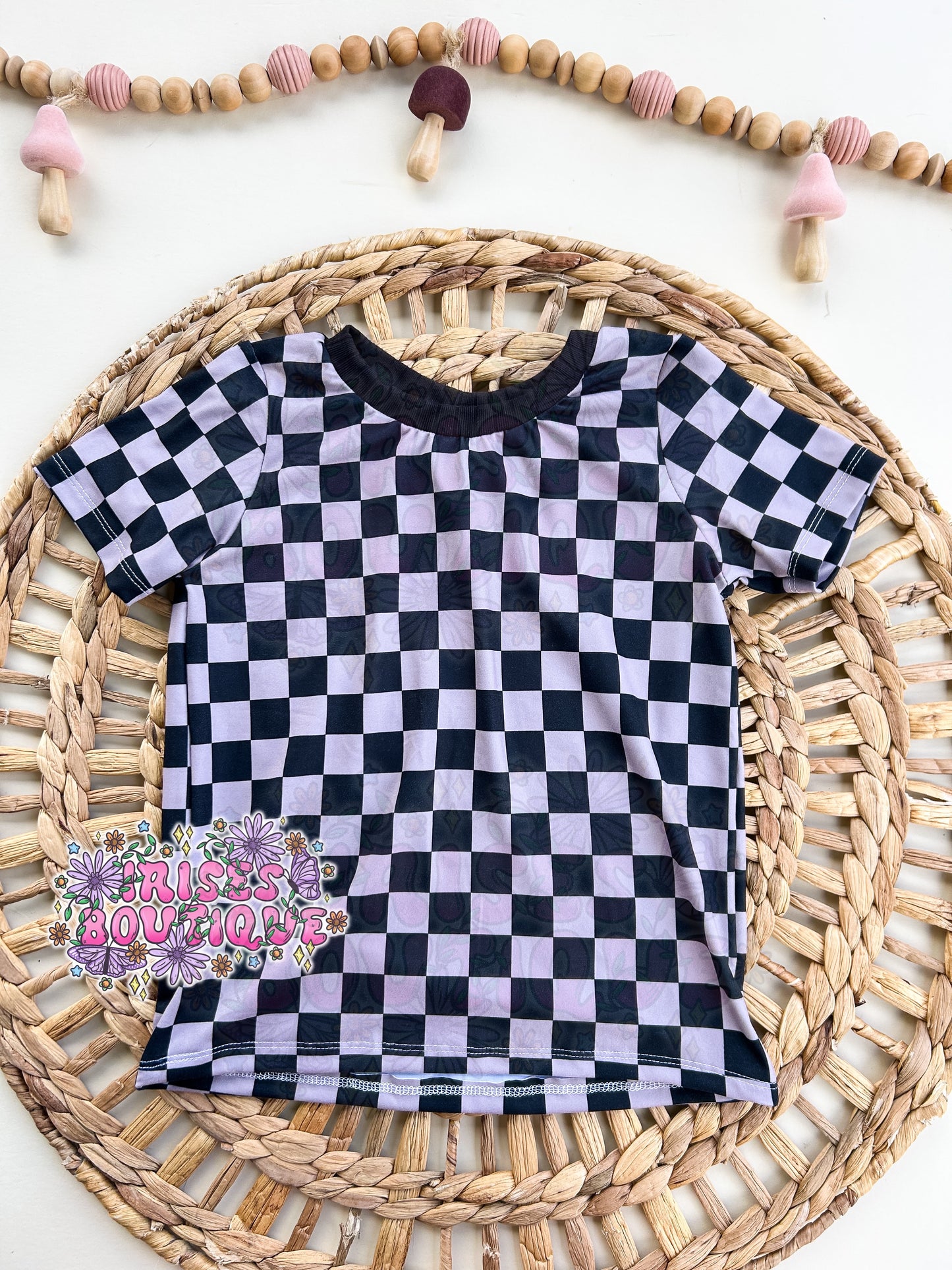 RTS - 4t ss fitted tee - nude/black checkered