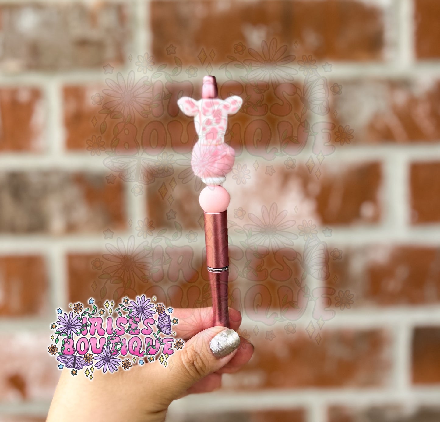 Beaded Pen - Pink Cow