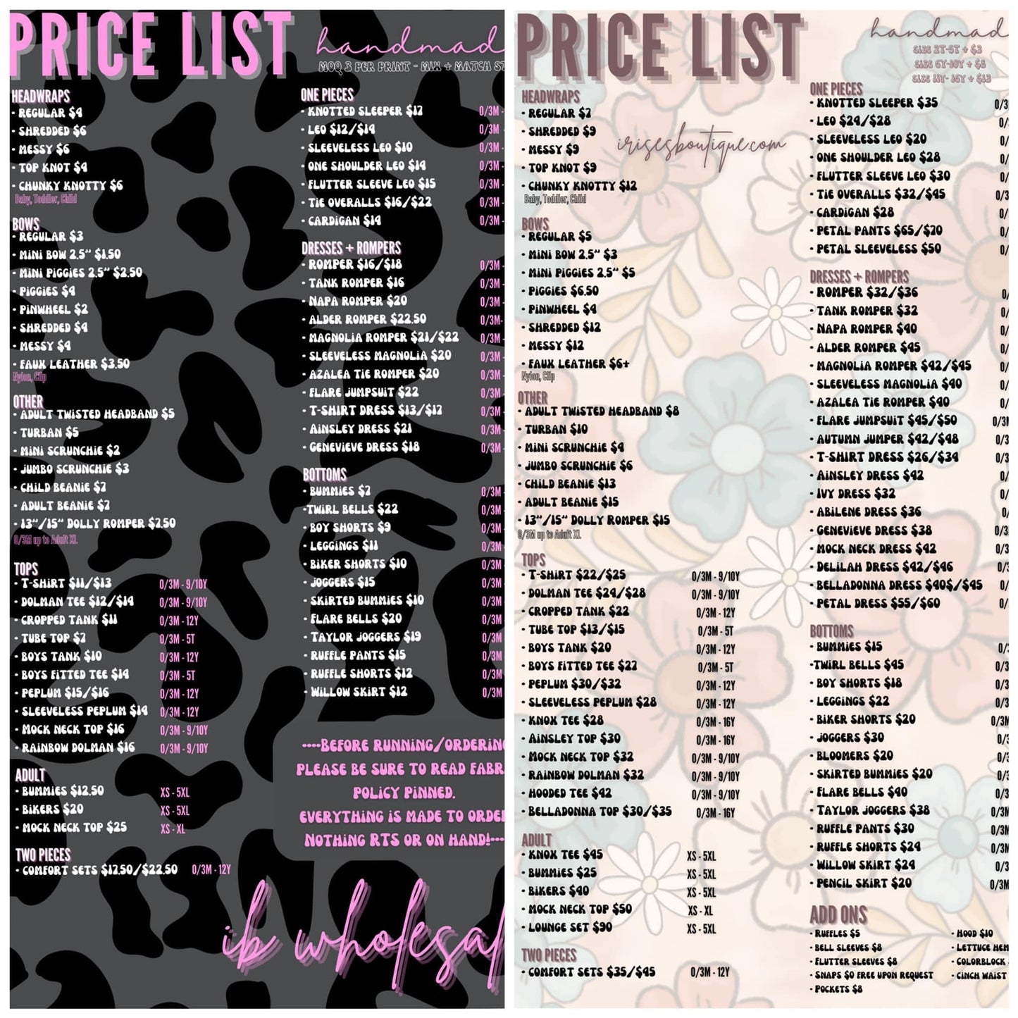 IB digitals - Shop Price List